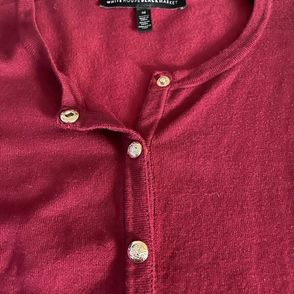 White House Black Market Garnet Color Cardigan-Size Medium - Picture 3 of 3
